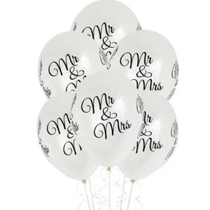 CLEAR Mr & Mrs Balloons - pk6