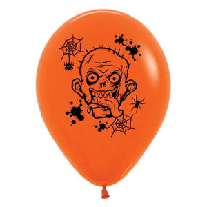 Zombie Horror Orange Balloons - pk6