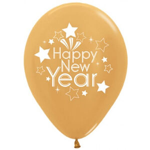 Happy New Year Gold Balloons - pk6