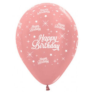 Rose Gold Birthday Twinkling Balloons - pk6