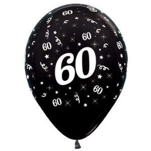Metallic Black 60 Balloons - pk6