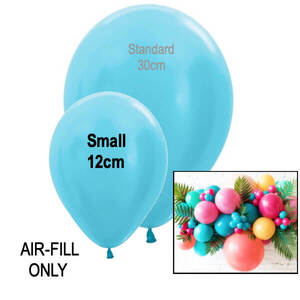Caribbean Blue Small 12cm Satin Pearl Balloons - pk50