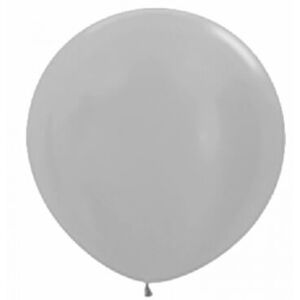 Satin Pearl Silver Jumbo Balloons (90cm) - pk2