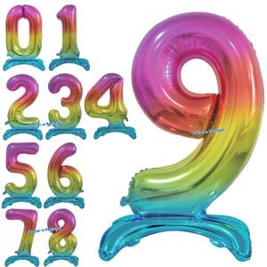 Rainbow Number AirFilled Standing Balloon (76cm)