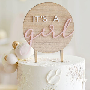 Its A GIRL Wooden Cake Topper