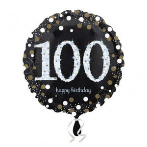 Sparkling Black 100 Balloon (45cm)