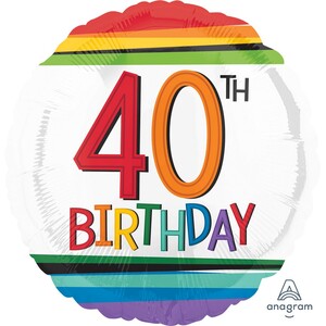 Rainbow 40th Birthday Balloon (45cm)