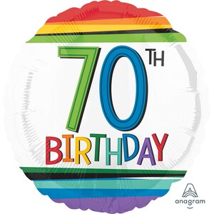 Rainbow 70th Birthday Balloon (45cm)